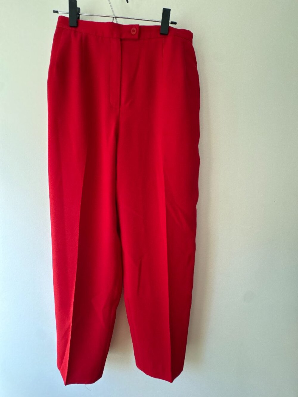 Vintage Morton Bernard Petite Vibrant Red High Waisted Tapered Trousers 12P